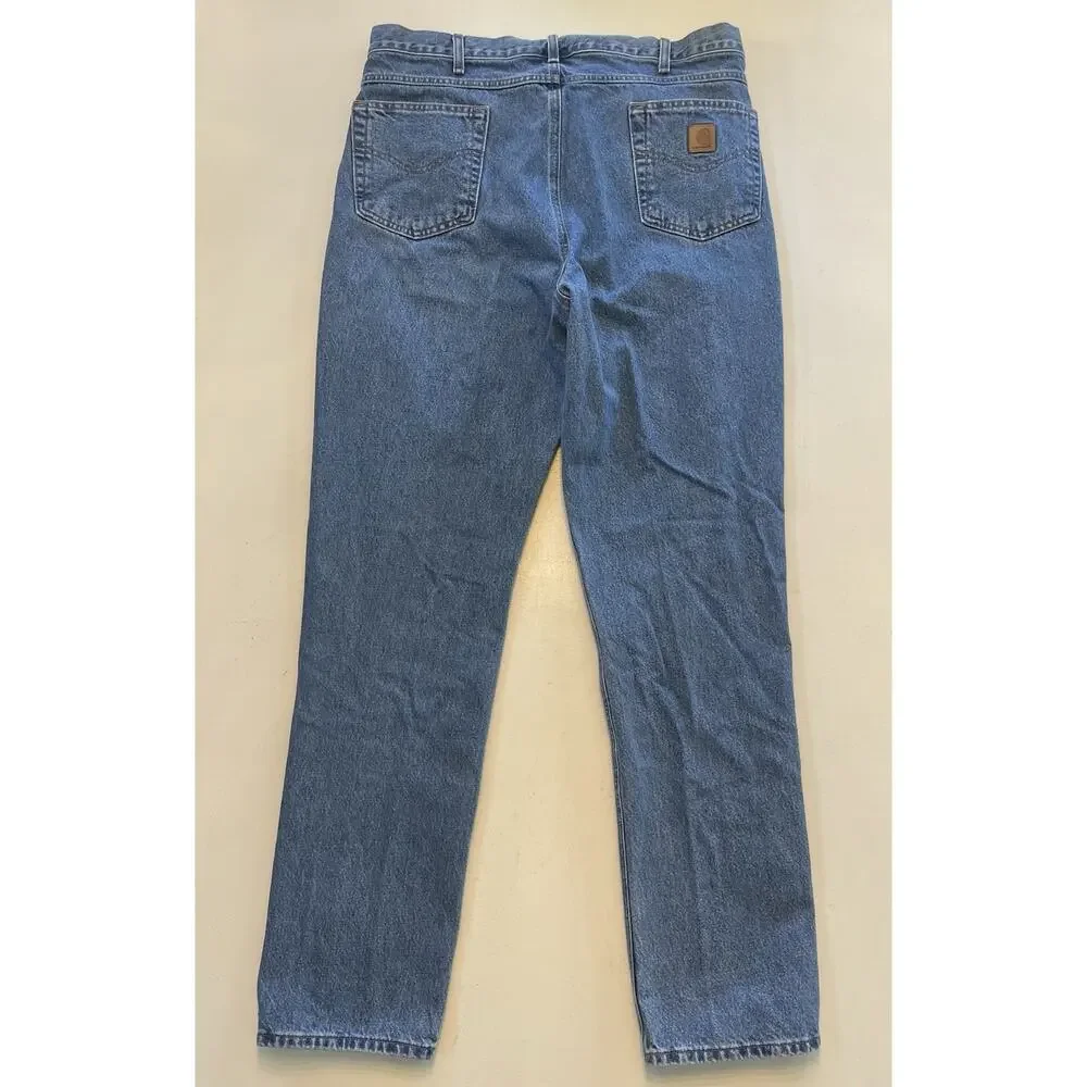 Men Carhartt B18 STW Med Wash Denim Blue Jeans 38 x 36 (Fit: 37 x 35) Straight